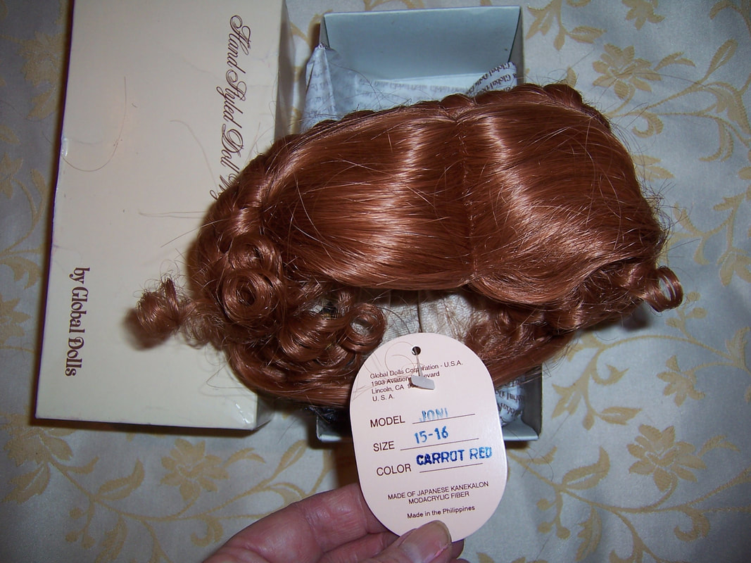 Joliette Modacrylic Doll Wig in Color Dark Brown  Size 15-16 by Global Dolls NOS