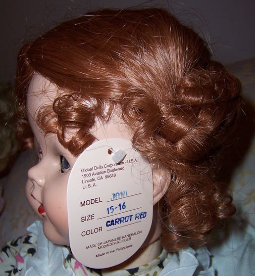 Hand Styled Doll Wig Global Dolls Krissy 15-16 Light Brown Hair Curly Back NOS 