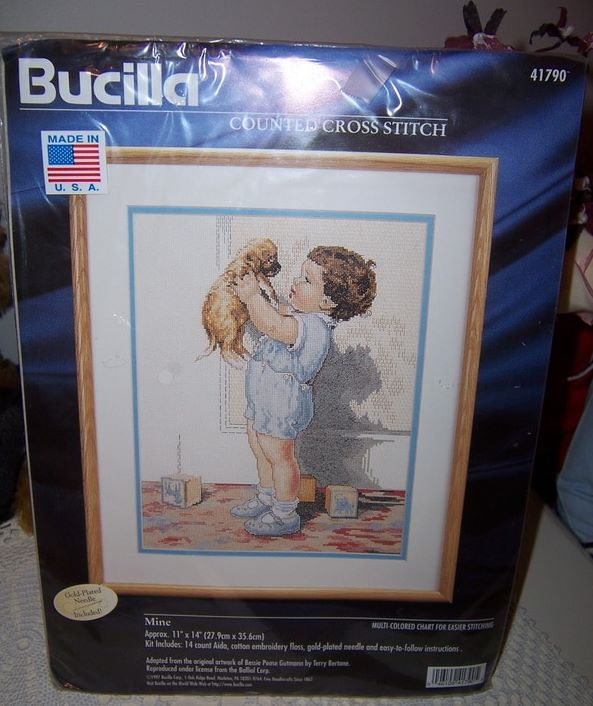 Bessie Pease Gutmann's Girl Sewing Dolls Clothes Counted Cross Stitch Pattern 